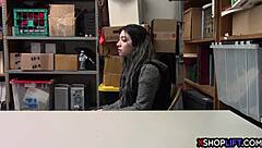 skinny teen shoplifter caught ripped clothes fucked hard by mall cop's fat cock backstage