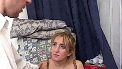 amateur kitchen blowjob unzips fly natural tits