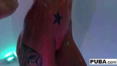Kendra Cole's skinny body glistens in sexy shower tease