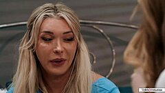 Shemale Aubrey Kate seduces hot roommate Ashley Lane for dorm pussy pounding
