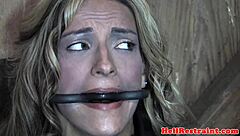 Submissive tattooed babe caned then gags on maledom's thick cock