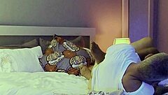 Curvy white wife rides older black lover passionately