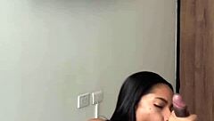 stepbro's room surprise sloppy blowjob from cute brunette