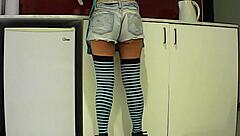 latina brunette kitchen banana suck big cock craving