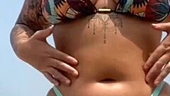 Young African Beach Pussy Lips Oiled Swollen