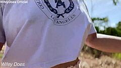 wifey flashes her perfect big tits outdoors