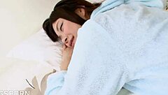 sexy japanese teen creampied in wild bed romp