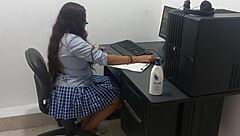 I'm so hot studying scantily clad in uniform.