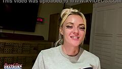 petite blonde's sloppy deepthroat gagging toy frenzy