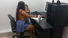 I'm so hot studying scantily clad in uniform.