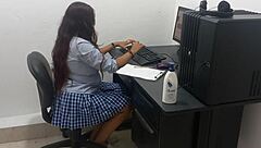 I'm so hot studying scantily clad in uniform.