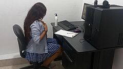 I'm so hot studying scantily clad in uniform.