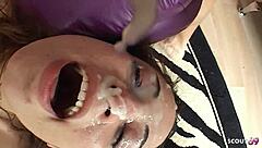 Slim small tits teen, deepthroat for bukkake group?