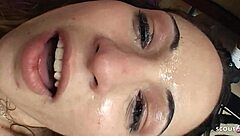 Slim small tits teen, deepthroat for bukkake group?