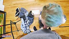Color-Haired Raven Rims Ass and Milks Juicy Dick