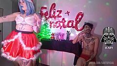 Hottest Christmas Bareback Blowjob With Tattooed Blonde