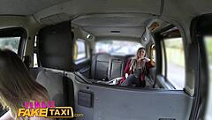 big tits lesbians devour pussy in taxi