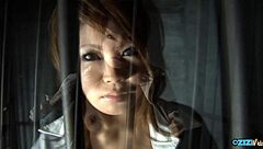 Redhead slut kneels begging gangbang hole service