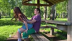 Beautiful girl hard fucked woods cum tits abandoned