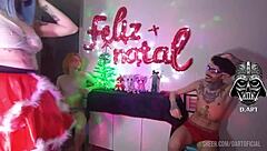 Hottest Christmas Bareback Blowjob With Tattooed Blonde