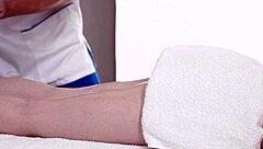 oiled massage turns into creampie for skinny pearl's tight pussy