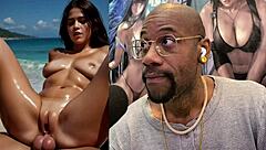 tight bald ebony baddie assfucked in bondage, jiggly cheeks drooling armpits