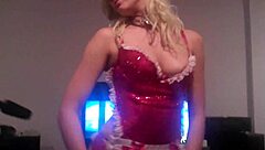 extremely hot white girl teases with big tits backstage