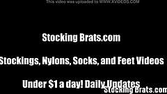 watch us three play in stockings foot fetish licking toes