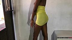 sexy ebony babe with big pussy lips fucked hard at the office