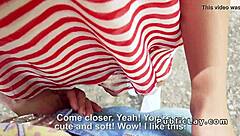 Hungarian hottie deepthroats cock in public park