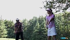 she strips naked at golf court for hard pounding later