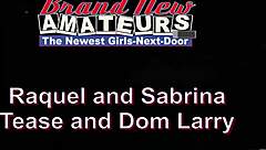 Horny brunette Raquel Love shares cock with cute blonde Sabrina!