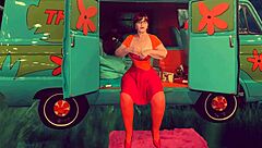 granny velma dinkley deepthroats cock swallows cum in slutty cosplay blowjob pov