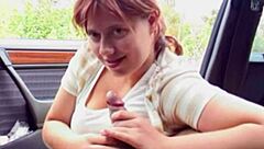 young redhead bbw teases fat curves in hot car