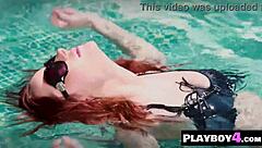 Redhead Elizabeth Marx Strips Lingerie Off Hot Curves