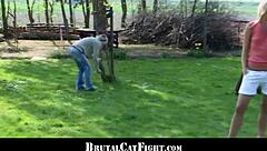 Slutty Blondes Fight Then Suck Cock Hard