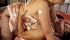 french amateur in satin stockings heels shakes ass licks asshole sucks dick rides hard!