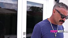 nervous sunbathing teen 18+ bikini brunette tempts stepdad into doggystyle pounding