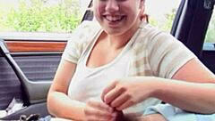 young redhead bbw teases fat curves in hot car