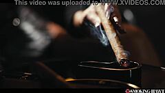 milf huge tits smokes cigar blows while masturbating