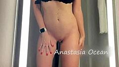 Charming Blonde Tries Lingerie Naked in Public Fitting Room Boobs Ass