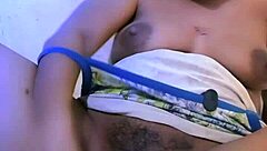 Indonesian Housewife's Big Tits Squirt from Dildo Masturbation Frenzy