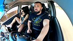 hey driver, this panty-less passenger's pussy made you lose control!
