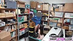 shoplifter teen anastasia gets slammed hard by burglar punishment