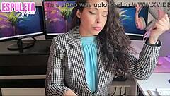 curvy latina brunette teases feet and dirty talks in lingerie solo