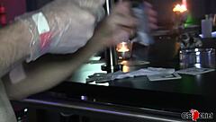 skinny girl anal fisted in double penetration gangbang