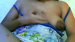 Indonesian Housewife's Big Tits Squirt from Dildo Masturbation Frenzy