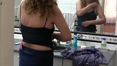 latina wife bathroom tease begs sex?