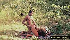 traveler pounds horny ebony tour guide hard in african bush outdoors