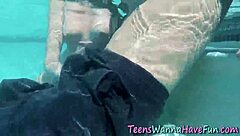 Teens at pool party suck and stroke long monster cocks hungrily